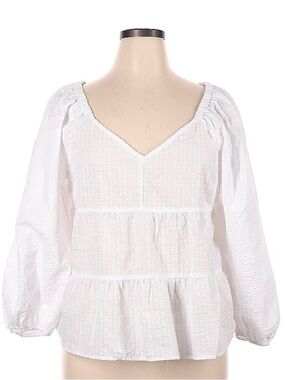 Old Navy White Tiered V-Neck Peasant Top